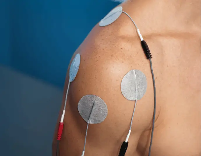 failing physical therapy with low value treatments like electrical stimulation as shown here on right shoulder
